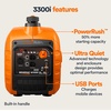 image:imageGenerac 7153 GP3300i 3300Watt GasPowered Portable Inverter Generator  Lightweight Design  USB Ports for Mobile Device Charging  COsense Technology  CARB Compliant OrangeBlack